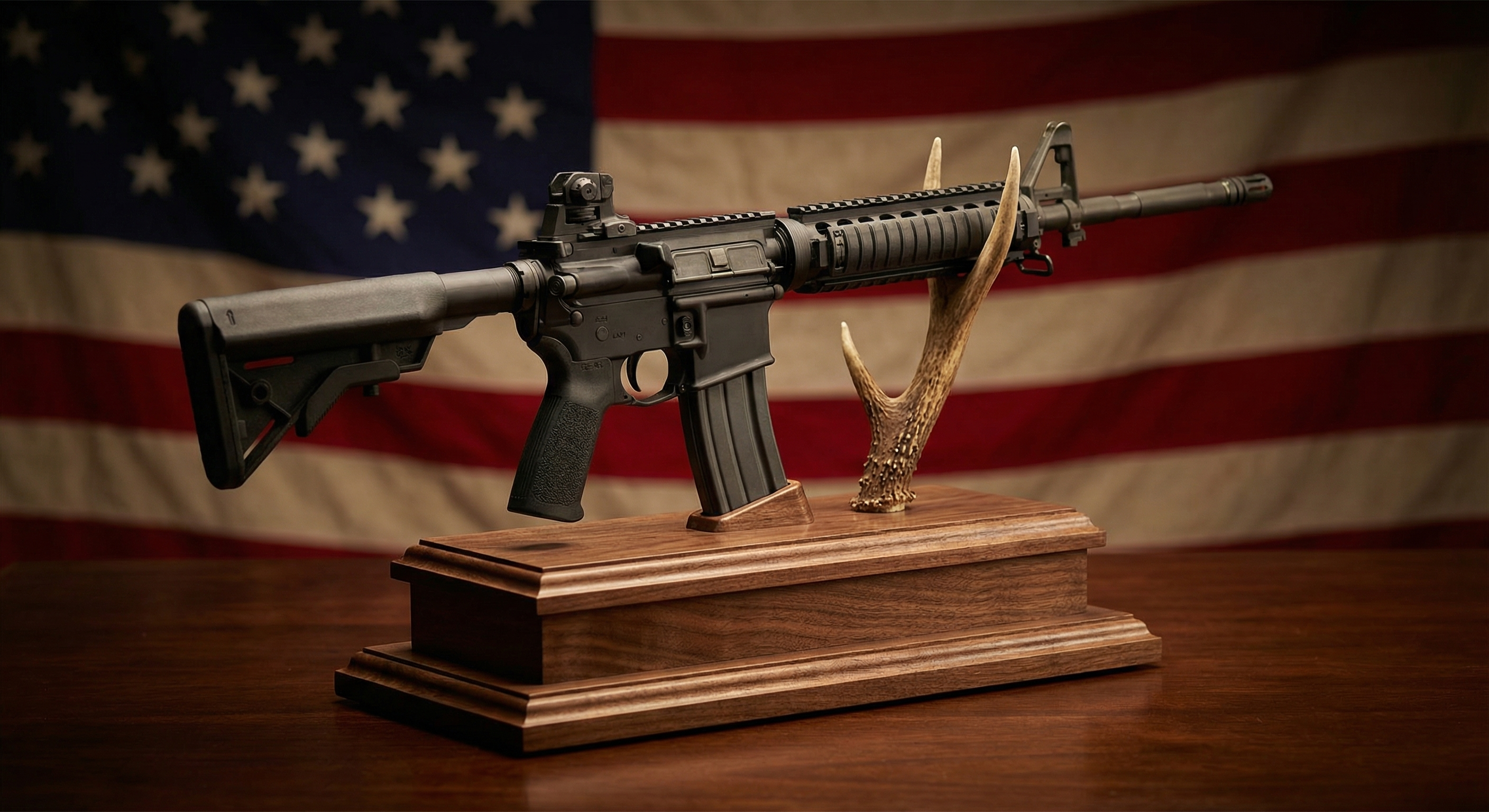 AR-15 on antler stand